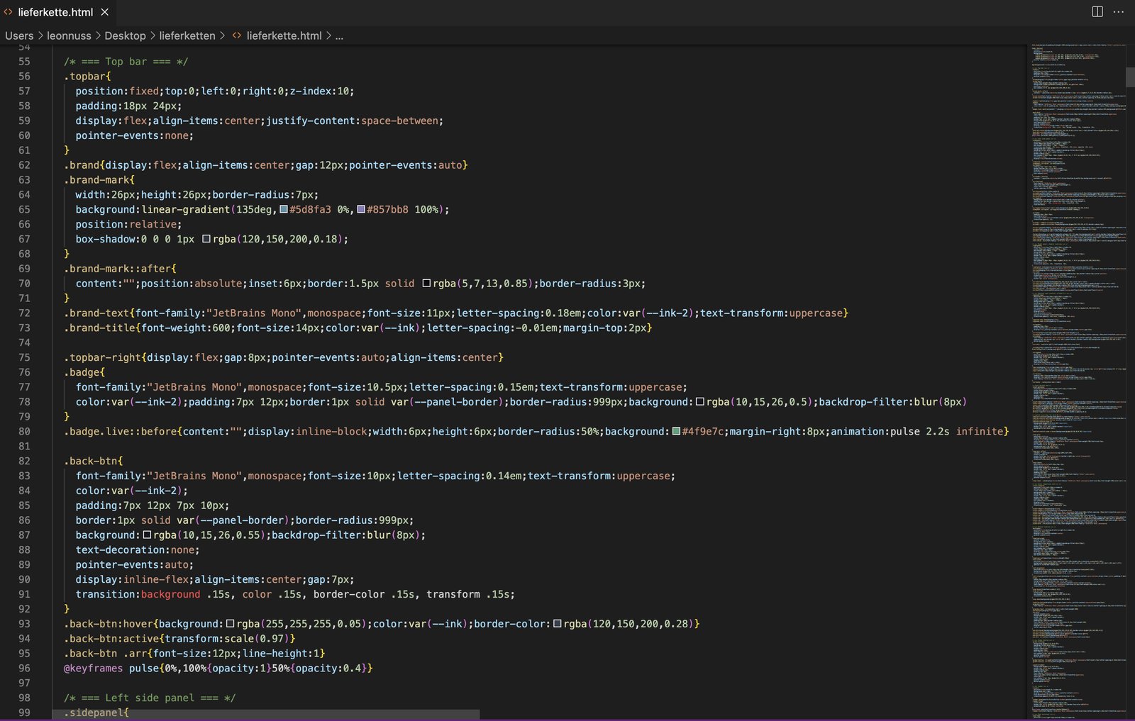 Code eines eigenen Projekts im Editor